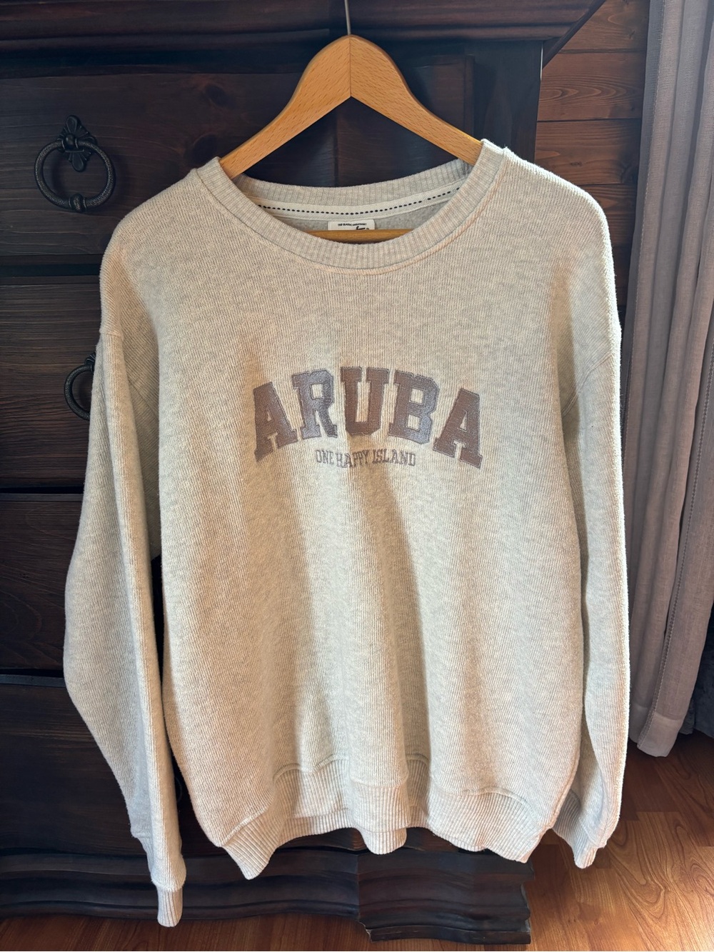 Aruba Crewneck Sweater, Size Large, Cream / Off-White Color, Pacific & Co Brand